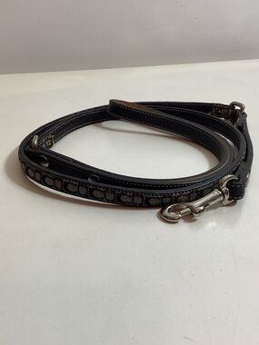Coach jacquard and leather dog leash in black and gray